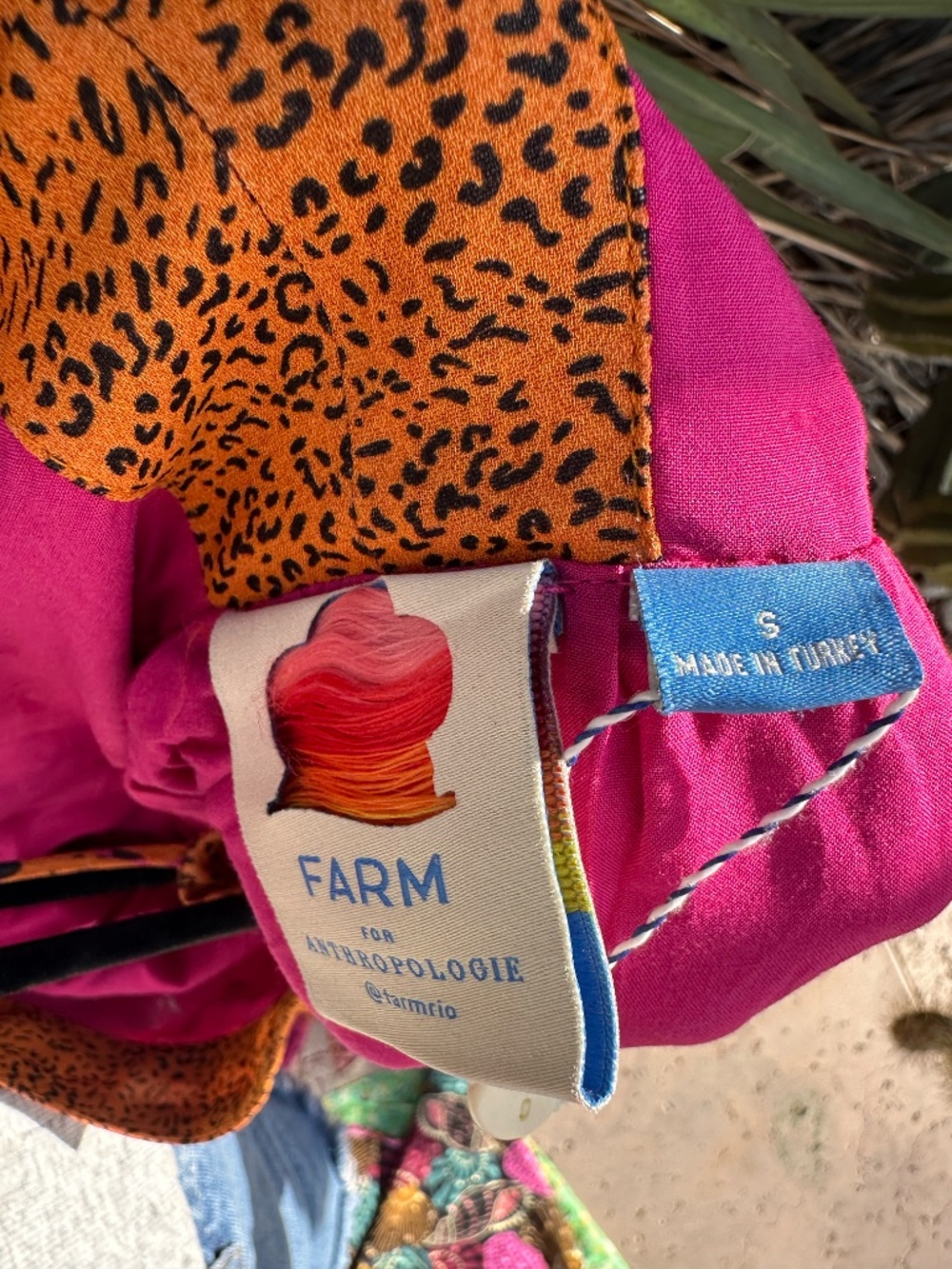 FARM RIO for ANTHROPOLGIE Pink & Orange Cheetah Print Maxi Dress - Picture 3 of 4